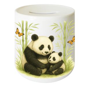Tirelire pandas en c&eacute;ramique 9,5 cm - Neuf