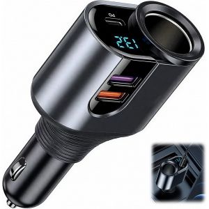 JGD-127W Chargeur Voiture USB-C, PD 30W & Double QC3.0, 12V/24V Prise Allume Cigare Adaptateur Rapide pour iPhone 17/16 Pro Max, iPad, Tablette, GPS, Cam&eacute;ra de Tableau de Bord - Neuf