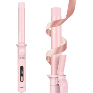 KAL-Fer À Boucler Révolutionnaire Auto Rotatif 25Mm Pour Cheveux, Baril En Céramique Avec Huile D'Argan Infusée Et Kératine Avec Pince, 9 Réglages De Chaleur, Pochette Isotherme De Voyage, Rose - Neuf