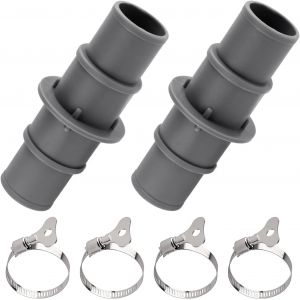 CHECARZHN--NO1-2Pcs Adaptateurs Tuyau De Piscine, 1-1/4"" Ou 1-1/2"" En Abs Adaptateur Tuyau D'Aspirateur Connecteur Avec Clips En Acier Inoxydable Pour Aspirateur De Piscine Nettoyeur Filtre - Neuf