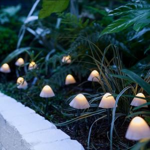 Lot De 12 Lampes Solaires De Jardin En Forme De Champignon, Décoration Extérieure - Neuf