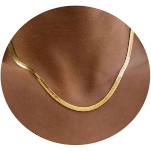 Kal-Plat Collier Femmes Serpent Chaîne Fishbone Veine Chaîne Chevrons Collier - Neuf