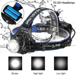 Lampe Frontale Led T6 Zoomable &iquest; &Eacute;tanche, Rechargeable, 30 000 Lumens, Faisceau R&eacute;glable, 3 Modes Pour Les Aventures En Plein Air - Neuf