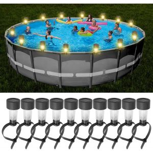 Lot De 10 Lampes Solaires De Piscine, De Clôture, Éclairage De Piscine, Éclairage De Bassin, Lampes Solaires Étanches Pour Décoration De Piscine - Neuf