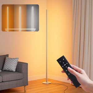 Lampadaire Led ¿¿D'angle Avec Télécommande Réglables Lamp, Lampadaire Sur Pied Salon Continu Luminosité & Couleurs 2700k-6500k, Lampe D'ambiance Moderne Pour Salon, Chambre, Bureau,Noir - Neuf