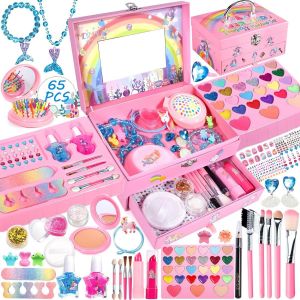 TIANYI-Maquillage Enfant Jouet Filles, 65 Pcs Kit de Maquillage Enfant Fille, Coffret Maquillage Enfant Filles Makeup Set, Cadeau de Noël d'Anniversaire pour Les Filles de 4 5 6 7 8 9 10+ Ans - Neuf