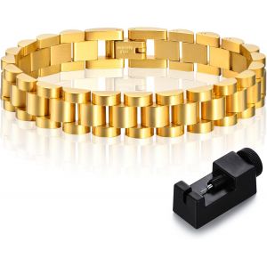 Eryi-Grosse Chaîne Bracelet Femme - Bracelet En Acier Inoxydable En Argent/Or, Délicat Gros Link Bracelet Mode Bijoux Cadeau Femme Pour L'anniversaire De Noël Saint Valentin - Neuf