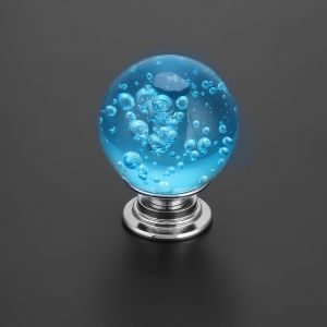 Lot de 10 poignees de tiroir en cristal de 30 mm pour placard, armoire, tiroir (bleu) - Neuf