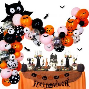 Halloween Ballon Guirlande Kit, Arch, Ballons de Fête, Latex chauve-souris avec Agate Ballons pour l'Intérieur ou l'Extérieur, Décoration, 92 Pièces - Neuf