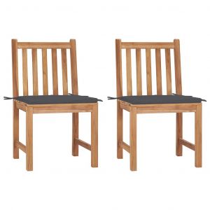 Prolenta Premium - Chaises De Jardin Lot De 2 Avec Coussins Bois De Teck Massif - Neuf