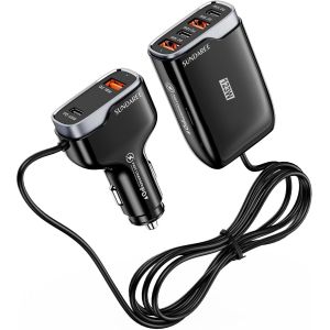 JGD-Allume Cigare Multiple USB,123W 6 Port 12V 24V Type C PD QC Chargeur Voiture Charge Rapide Automobile Prise Adaptateur pour Samsung S25 A56/Xiaomi Redmi Note 14/iPhone 17/Macbook/Dell XPS - Neuf