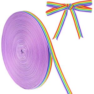 Rubans Gros Grain Arc-En-Ciel De 50 Mètres - Ruban Double Face En Polyester Pour Emballage Cadeau, Décoration De Fête De Mariage, Bricolage, Travaux Manuels (1 Cm De Large) - Neuf