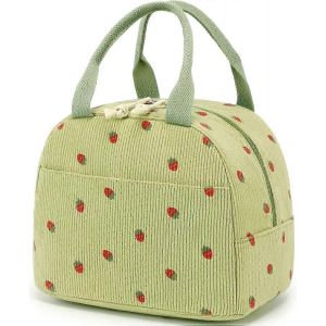 1 pcs sac &agrave; lunch pour les femmes hommes mignon velours c&ocirc;tel&eacute; sacs fourre-tout &agrave; d&eacute;jeuner bo&icirc;te &agrave; lunch isotherme r&eacute;utilisable grande capacit&eacute; glaci&egrave;re isotherme r&eacute;utilisable pour le pique-de travail - Neuf