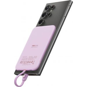 KALANKA-Batterie Externe 5000mAh, Légère & Ultra Fine Power Bank avec USB C Câble Intégré (Charge Non sans Fil), Batterie Externe Compatible pour Samsung/iPhone 15/Huawei/Xiaomi (Violet) - Neuf