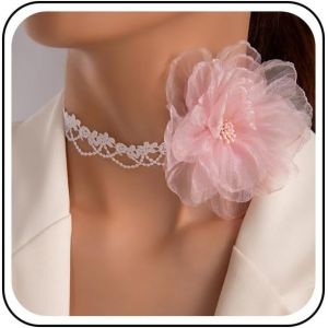 Collier Tour De Cou Fleur Boho Dentelle Collier Tour De Cou Fleur Vintage Collier Fleur De Cam&eacute;lia Gothique Collier Collier Grande Fleur Rose Bijoux Pour Femmes&iquest;Purple&iquest; - Neuf