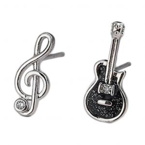 Boucle D'oreille L&eacute;g&egrave;re Music-Note Stud Asymmetry Boucle D'oreille De Guitare En Zircone Cubique - Neuf