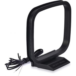 Antenne Radio AM Cadre avec 2 Broches Fil Nu Antenne Chaine HiFi Intérieur Compatible avec Denon Pioneer Onkyo HiFi Récepteur Stéréo Bluetooth AV Audio Système Cinéma Home - Neuf