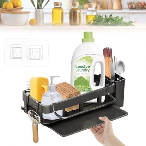 Tianyi-Porte Eponge Evier Cuisine Suspendre, Support Éponge Évier Cuisine, Porte Eponge Evier Cuisine Autocollant, Support Eponge Douche, Porte Eponge Evier Cuisine Noir Pour Cuisine Salle De Bain - Neuf