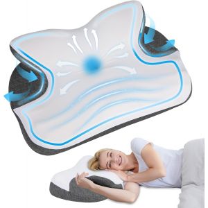 Kalanka-Oreiller Ergonomique Cervical Pour Douleurs Cervicales Douloureuses Oreiller M&eacute;moire Forme Pour Dormeurs Sur Le C&ocirc;t&eacute; Le Dos Et Le Ventre - Neuf