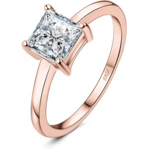 1ct Solitaire Cubic Zirconia Bague Taille Princesse Pierre Argent Massif 925 Femme,Plaqué Or Jaune Or Rose Bague Diamant Simulé Fiançailles Mariage Promise Alliance,Ensemble Bijoux.[Y171] - Neuf