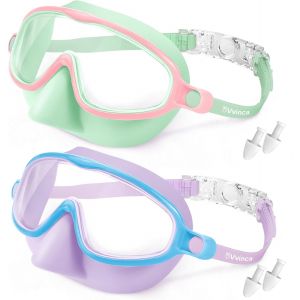 Letnerny-Lot De 2 Paires De Lunettes De Natation Avec Protège-Nez Étanches Pour Enfants De 3 À 15 Ans, Grand Angle, Anti-Buée/Protection Uv - Neuf