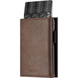 Porte Cartes Crédit Bloquant Rfid Portefeuille De Cartes Pop Up En Cuir Véritable Avec Compartiment Pour Billets De Banque, Fenêtre D'Identification, Poche À Monnaie Et Fermeture Magnétique - Neuf