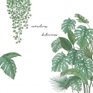 Sticker Mural Plante Tropicale 85 X 85 Cm,Bricolage Muraux Tropicaux Plante Feuille Palmier Autocol - Neuf