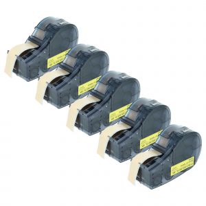 vhbw 5x Rubans compatible avec Brady M211 imprimante d'&eacute;tiquettes 6,4m x 12,7mm Noir sur Jaune, plastique, Vinyle - Neuf