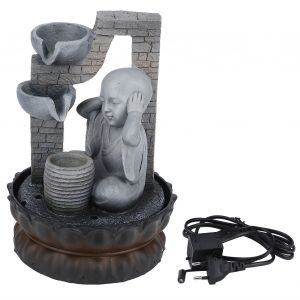 HJLIAN Fontaine cascade de table en resine LED Bouddha, decoration d'interieur relaxante pour la maison et le bureau, prise UE 220 V 16058 - Neuf
