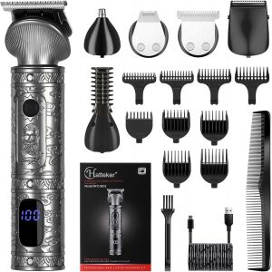 Tondeuse Barbe,Cheveux Professionnelle Pour Homme Avec Lame En T Rasoir Kit De Coupe De Cheveux Chauve 0 Mm Tondeuse Corps Tondeuse De Pr&eacute;cision Tondeuse Nez 6 En 1 - Neuf