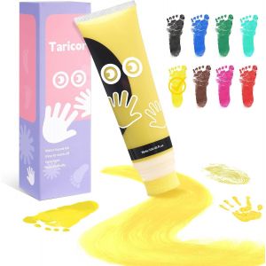 Kalanka-Kit Empreinte Pieds Et Mains Bébé, Enfant Empreinte Clean Touch Tampons Bébé Empreinte De Main Empreinte De Pied Enfant Empreinte Nouveau-Nés Douche Cadeau Bebe Souvenir (75ml Jaune) - Neuf
