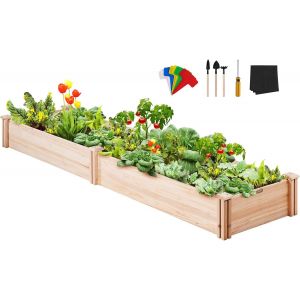 LETNERNY-Jardinière, Lit De Jardin Surélevé En Bois De Sapin 240X60X25 Cm Bac De Plantation Pour Cultiver Des Fleurs, Végétaux, Herbes, Plantes Grasses Dans Jardin, Terrasse, Patio, Balcon, Couleur B - Neuf