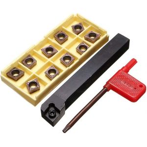 SRAPR1616H10 Porte-outil de tournage 15x100mm avec 10 inserts en carbure de RPMT10T3MO - Neuf