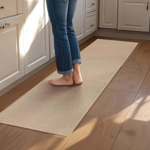 Ulteronixshop-Tapis Cuisine Devant Evier Long, Antid&eacute;rapant et Lavable, Tapis Evier Tapis de Passage pour Cuisine, Toilettes, Couloir, 43.5x180CM, Beige - Neuf