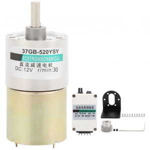 XYONG Moteur reducteur CC 12 V, vitesse reglable, sens horaire/antihoraire, avec support pour micro-machines, 30 tr/min - Neuf