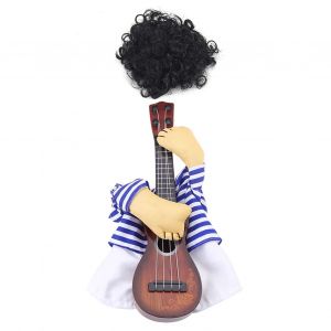Hjlian Costume Amusant Pour Chien Et Chat, Guitariste, Robe Pour Chiot, Fete D'halloween, Noel, Avec Perruque, Taille L - Neuf