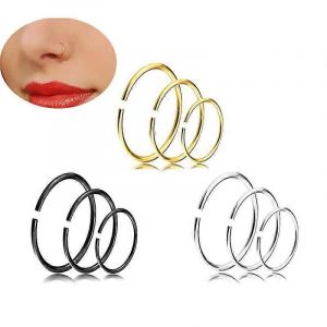 9pcs Nez Anneau Ouvrir Hoop L&egrave;vre Corps Piercing Clip Sur Goujons Bijoux En Acier Inoxydable Anlan - Neuf