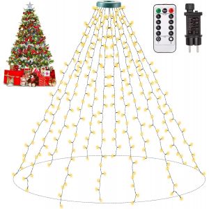 JGD-Guirlande Lumineuse Sapin de Noel, 2.5m x 12 Guirlande Lumineuse Sapin &eacute;tanche IP44, 300 LED 8 Modes Guirlandes Lumi&egrave;re pour Exterieure, Int&eacute;rieur, D&eacute;coration No&euml;l, Jardin (Blanc Chaud) - Neuf