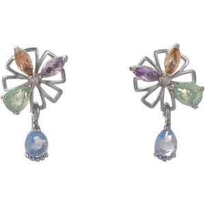 Kal-Boucles D'oreilles À Clous Fleur Plaqué Argent Élégantes Femmes Mère Amies Zirconium Cubique Délicat Accessoires Anniversaire Cadeaux Breloques Remarquables - Neuf