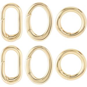 ERYI-1 Boîte 6Pièces Mousqueton Sac A Main Véritable Plaqué Or 18 Carats Rond Fermoir Ovale Anneaux De Porte À Ressort Porte-Clés Anneaux De Fermoir À Ressort Pour La Fabrication De Bijoux - Neuf