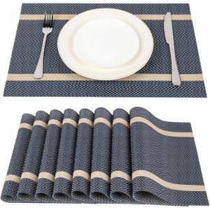 Tianyi-Lot De 8 Set De Table Plastique Résistant À L'usure À La Chaleur, Vinyle Sets De Table Lavable 45 Cm * 30 Cm, Bleu Foncé - Neuf