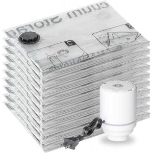 SJZG-Lot De 10 Petits Sacs De Rangement Sous Vide Avec Pompe Électrique, 10 Petits Sacs De Voyage Pour Vêtements De Voyage, Sacs Hermétiques Pour Vêtements, Oreillers, Couettes, Couvertures - Neuf