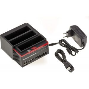 Docking Station Triple 2 Ports SATA et Un Port IDE 2.5 ET 3.5 vers USB 3.0. HDD Dock avec Fonction CLONAGE et Alimentation 3A - Neuf