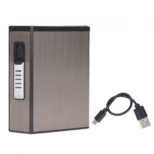 HJLIAN Etui a cigarettes a economie d'energie avec support a ejection automatique, briquet a double arc d'une capacite de 20 cigarettes - Neuf