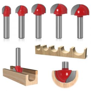 KAL-5 Pièces Fraise À Fond Rond Bois, 8Mm Routeur Core Box Bits Tige 12/16/ 19/22/25Mm,Fraise Defonceuse,Fraise À Rainurer,Fraise À Bois Raboter Outil De Travail Du Bois,Queue Mèches Routeur Bits - Neuf