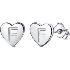 Kal-Boucles D'oreilles En Argent 925 Pour Femme Boucles D'oreilles Initiale, Lettre Boucles D'oreilles Enfants Filles, Boucles D'oreilles Coeur Or/Argent, Cadeaux Pour Filles Enfant - Neuf