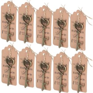 Letnerny-30pcs Ouvre-Bouteille Cl&eacute; Faveurs De Mariage, 3 Ensemble De Faveurs De F&ecirc;te Ouvre-Bouteille Vintage Mariage Merci Faveurs De F&ecirc;te Avec &Eacute;tiquette De Carte Forme Vintage Cl&eacute; Ouvre-Bouteilles - Neuf