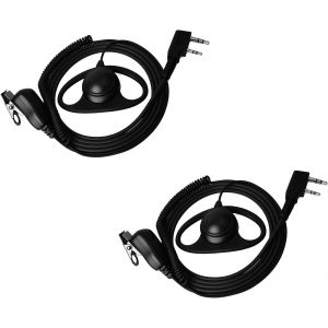 &eacute;couteur pour Talkie-walkie 2 Broches Casque en Forme de D avec Microphone PTT pour Radio bidirectionnelle Baofeng UV-5R BF-888S UV-82HP TK250 TK-3160 TYT &iquest;Lot de 2&iquest; - Neuf