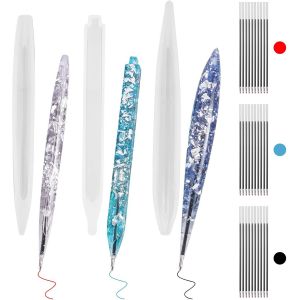 Moule Stylo Resine, Moules En R&eacute;sine &Eacute;poxyde Stylo &Agrave; Bille, 6 Moules De Stylo &Agrave; Bille En Silicone Avec 30 Recharges, Kit Resine Pour Le Bricolage Moule En R&eacute;sine &Eacute;poxyde Silicone - Neuf