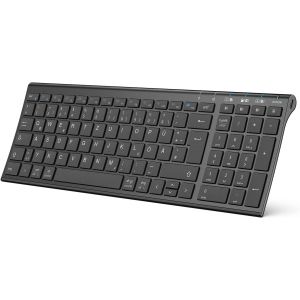 Bk10 Clavier Bluetooth Sans Fil Rechargeable Avec 3 Canaux Bluetooth, Connexion Stable, Design Ergonomique Ultra Fin, Clavier Sans Fil Pour Ios, Android, Windows, Noir - Neuf